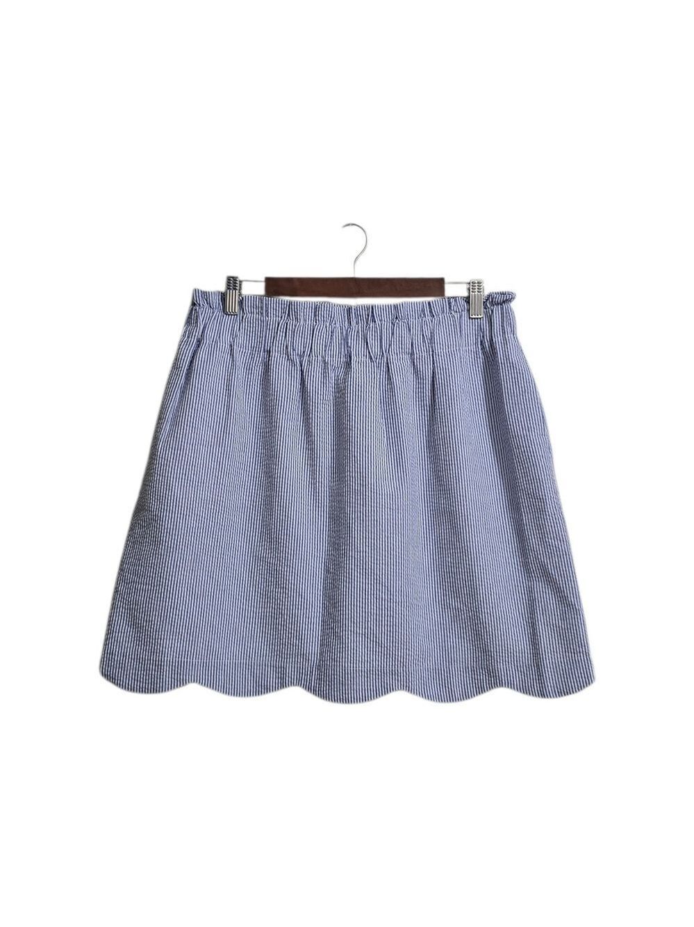 Lauren James Striped Pull On Seersucker Scalloped Hem Above The Knee Skirt Sz XL